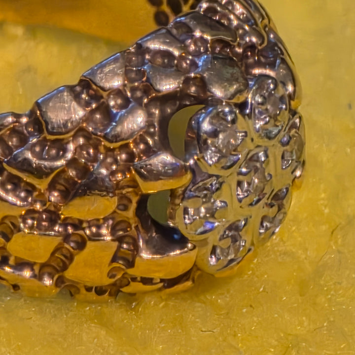 Gold and Diamond Cluster Nugget Ring