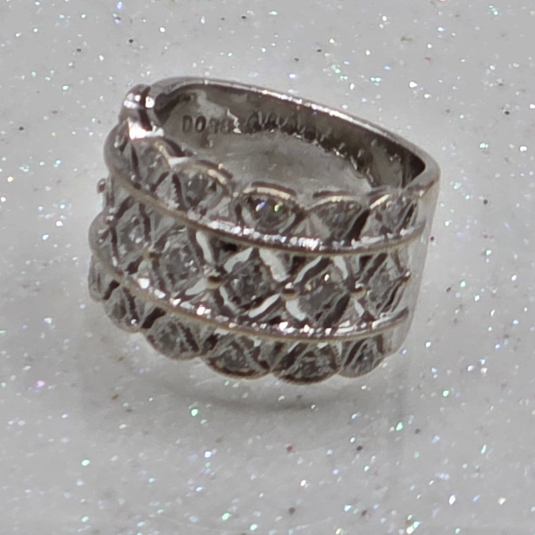 18k White Gold and Diamond Open Work Ring