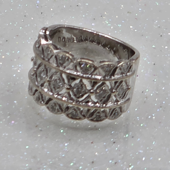 18k White Gold and Diamond Open Work Ring