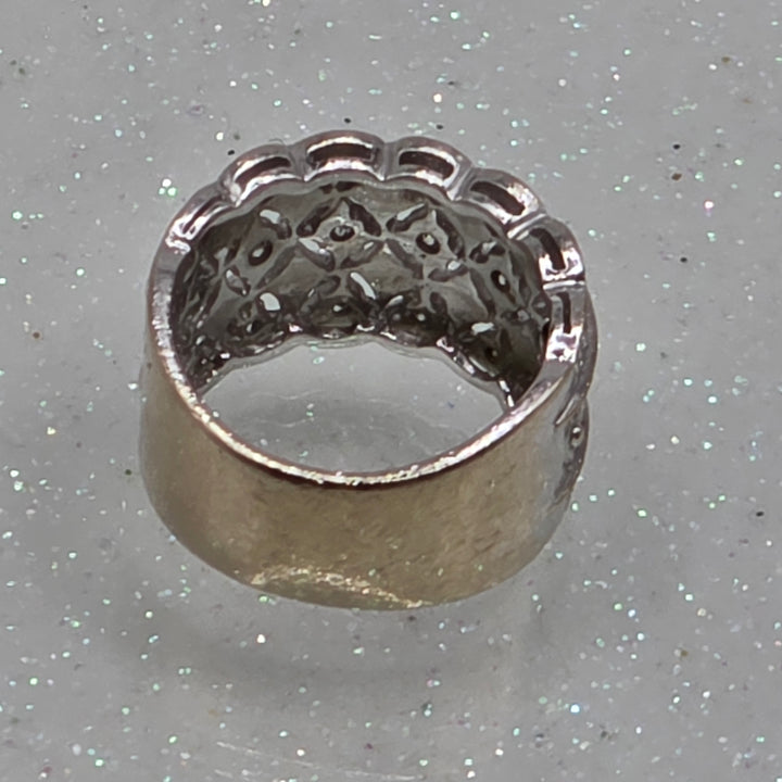 18k White Gold and Diamond Open Work Ring