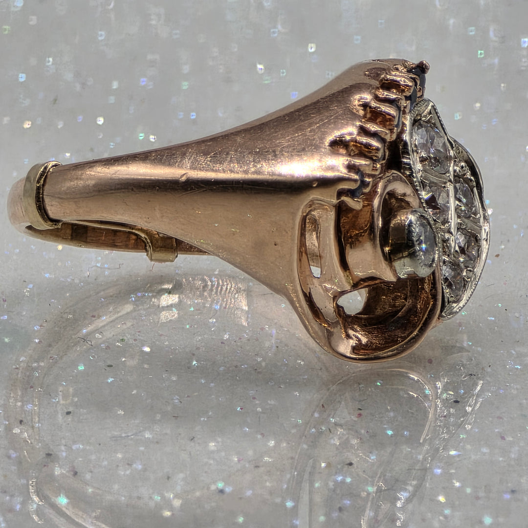Gold, Diamond and Blue Sapphire Radiant Ring