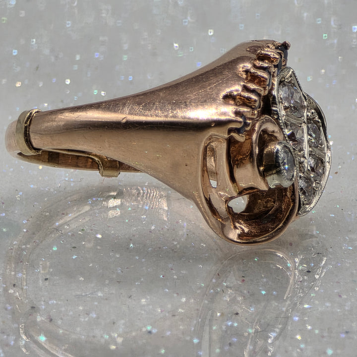 Gold, Diamond and Blue Sapphire Radiant Ring