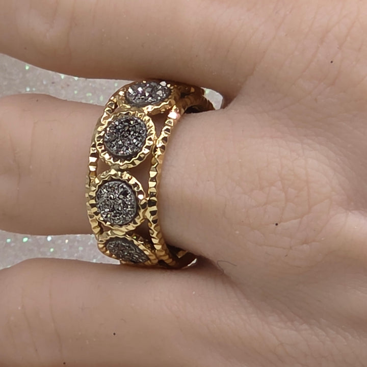 Gold and Druzy Diamond Milor Statement Ring