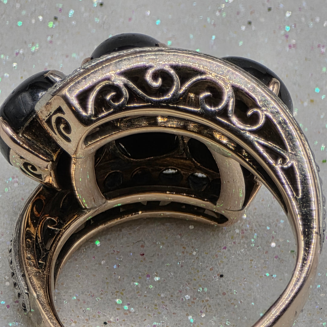 Gold, Diamond and Cabochon Tiger Eye Bypass Ring