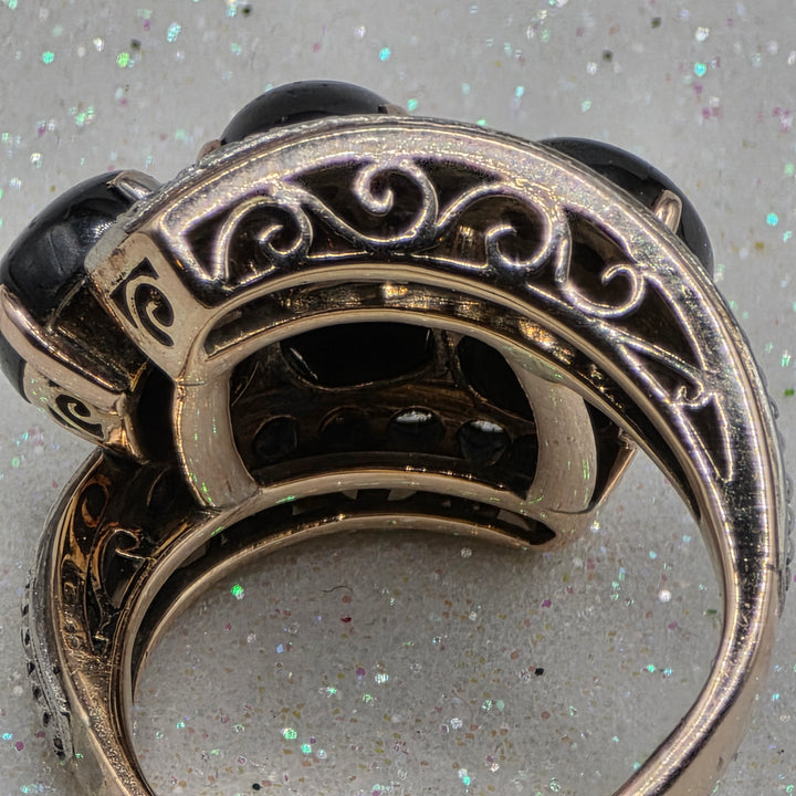 Gold, Diamond and Cabochon Tiger Eye Bypass Ring