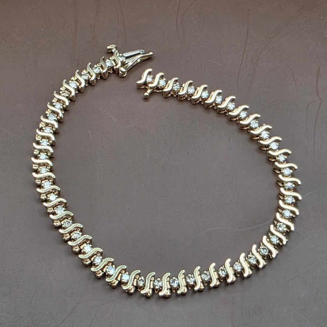 Gold "S" Link & Diamond Tennis Bracelet