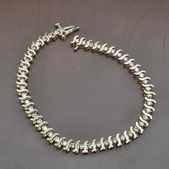 Gold "S" Link & Diamond Tennis Bracelet