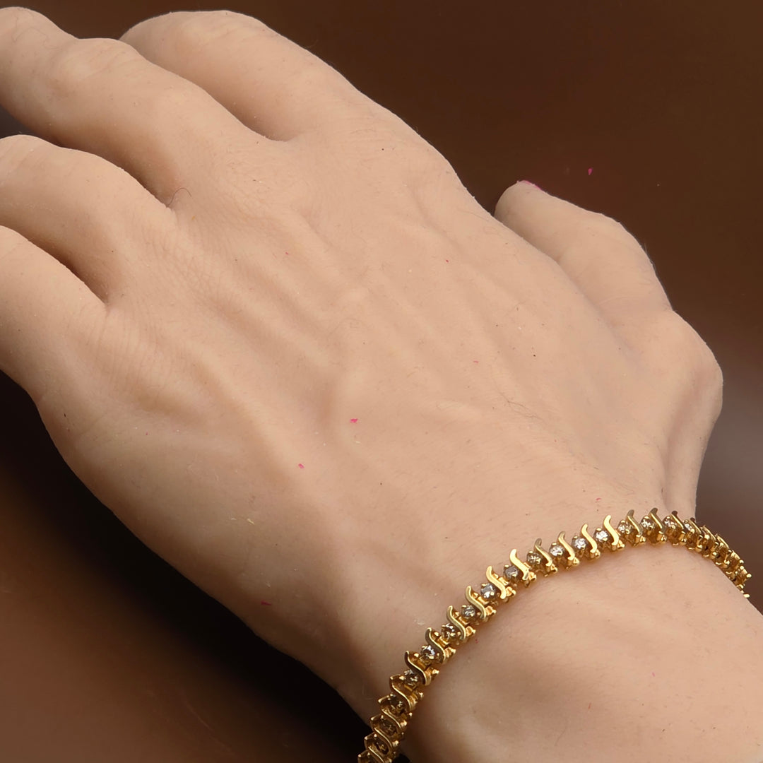 Gold "S" Link & Diamond Tennis Bracelet