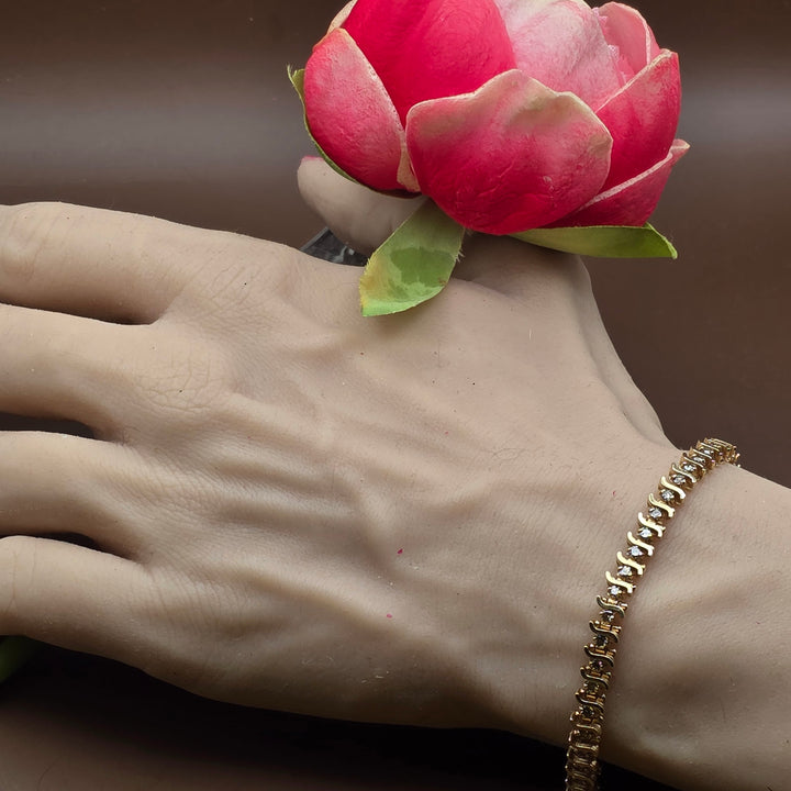 Gold "S" Link & Diamond Tennis Bracelet