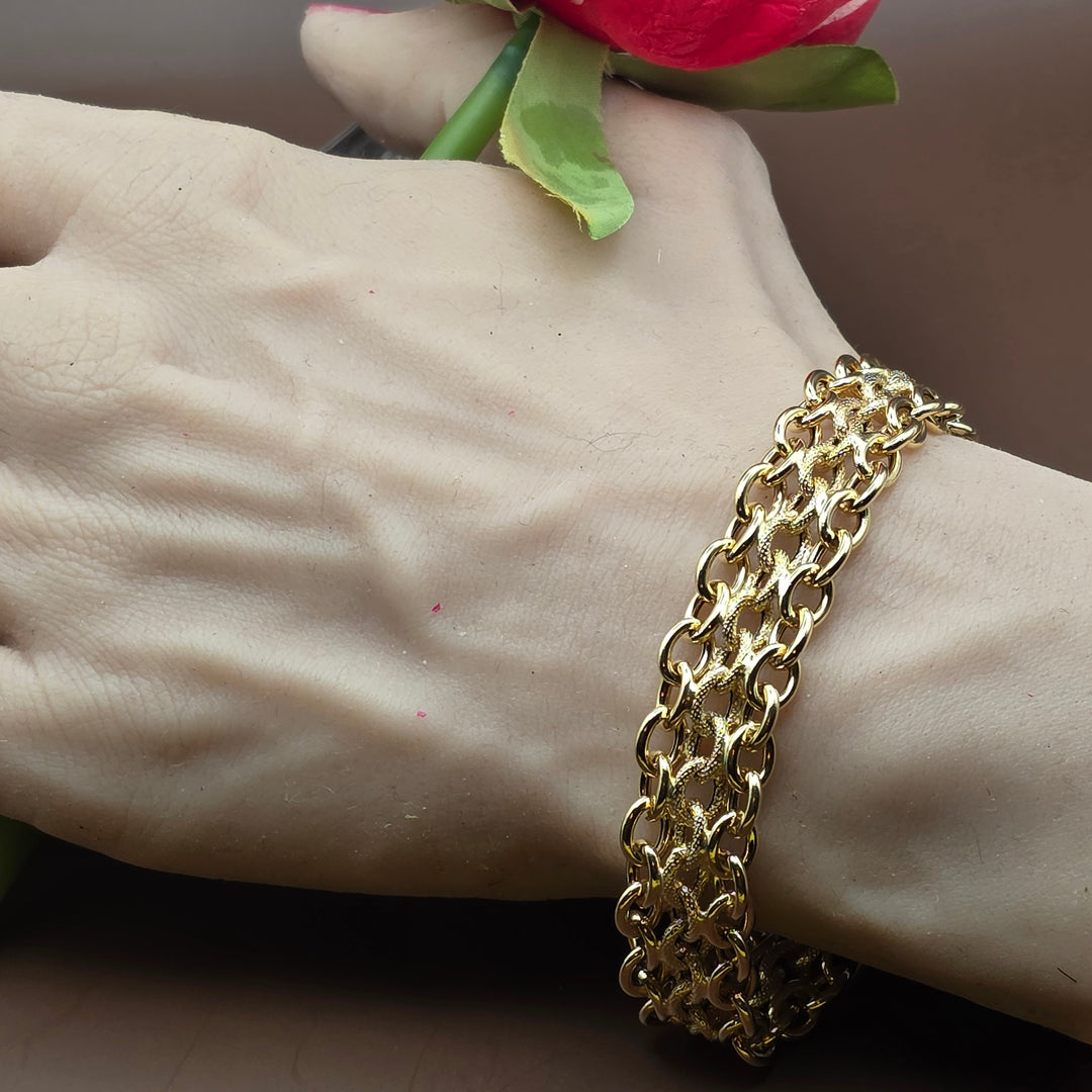 Gold Triple Strand Chainmail Bracelet