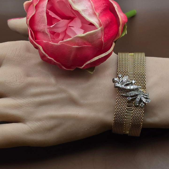 Gold and Diamond Double Weave Oscar Party Bracelet