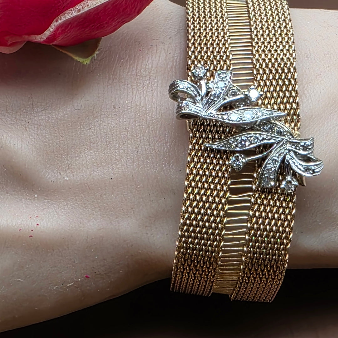 Gold and Diamond Double Weave Oscar Party Bracelet