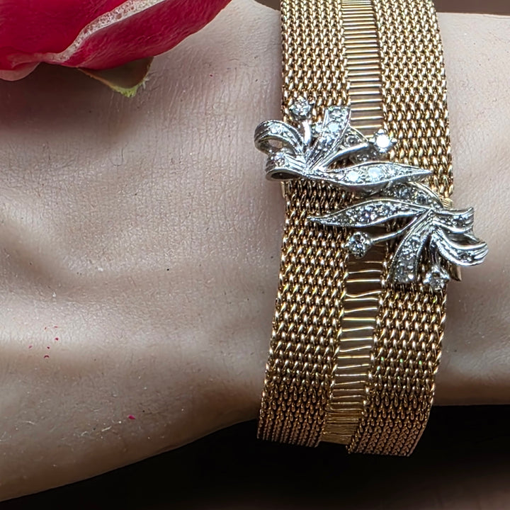 Gold and Diamond Double Weave Oscar Party Bracelet