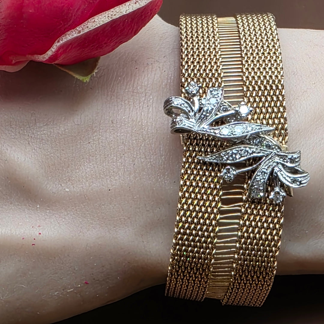 Gold and Diamond Double Weave Oscar Party Bracelet