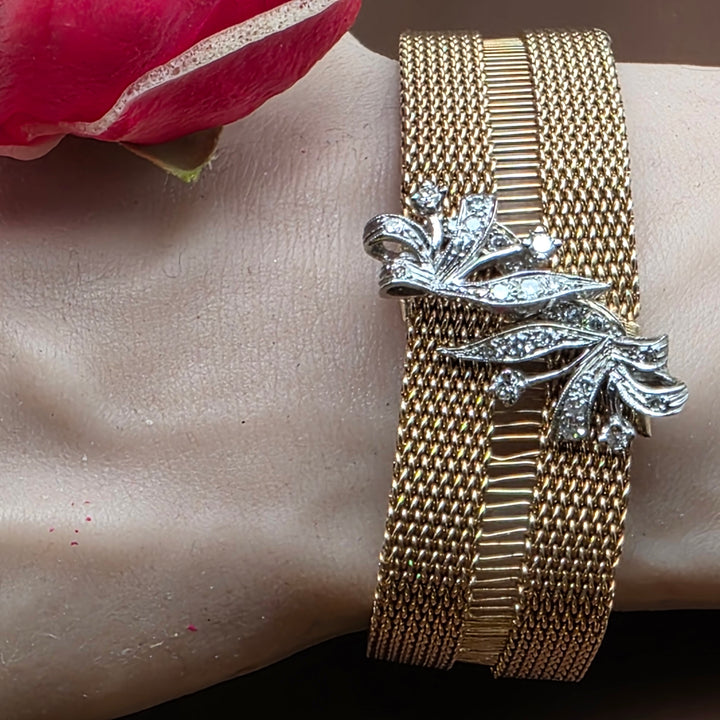 Gold and Diamond Double Weave Oscar Party Bracelet