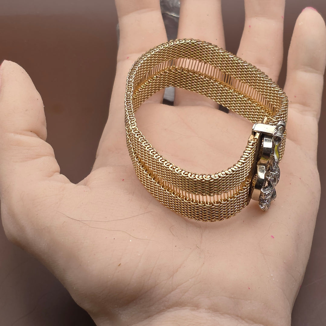 Gold and Diamond Double Weave Oscar Party Bracelet