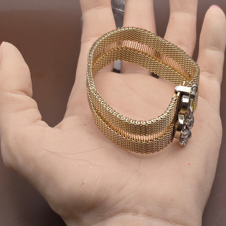 Gold and Diamond Double Weave Oscar Party Bracelet