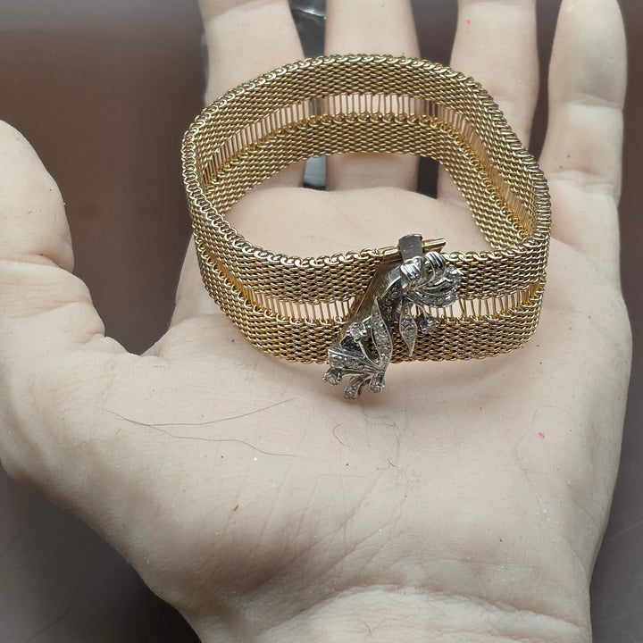 Gold and Diamond Double Weave Oscar Party Bracelet