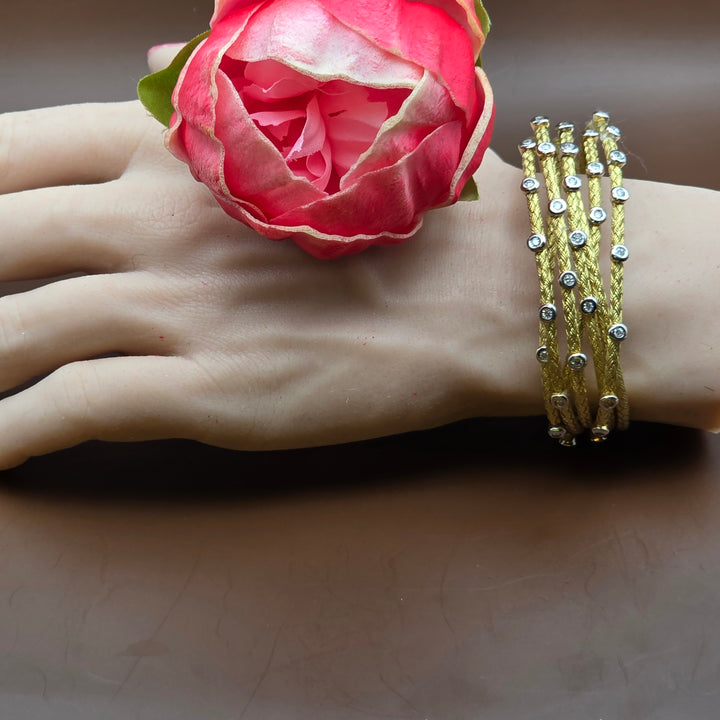 Gold & Diamond 7 Cable Statement Bracelet