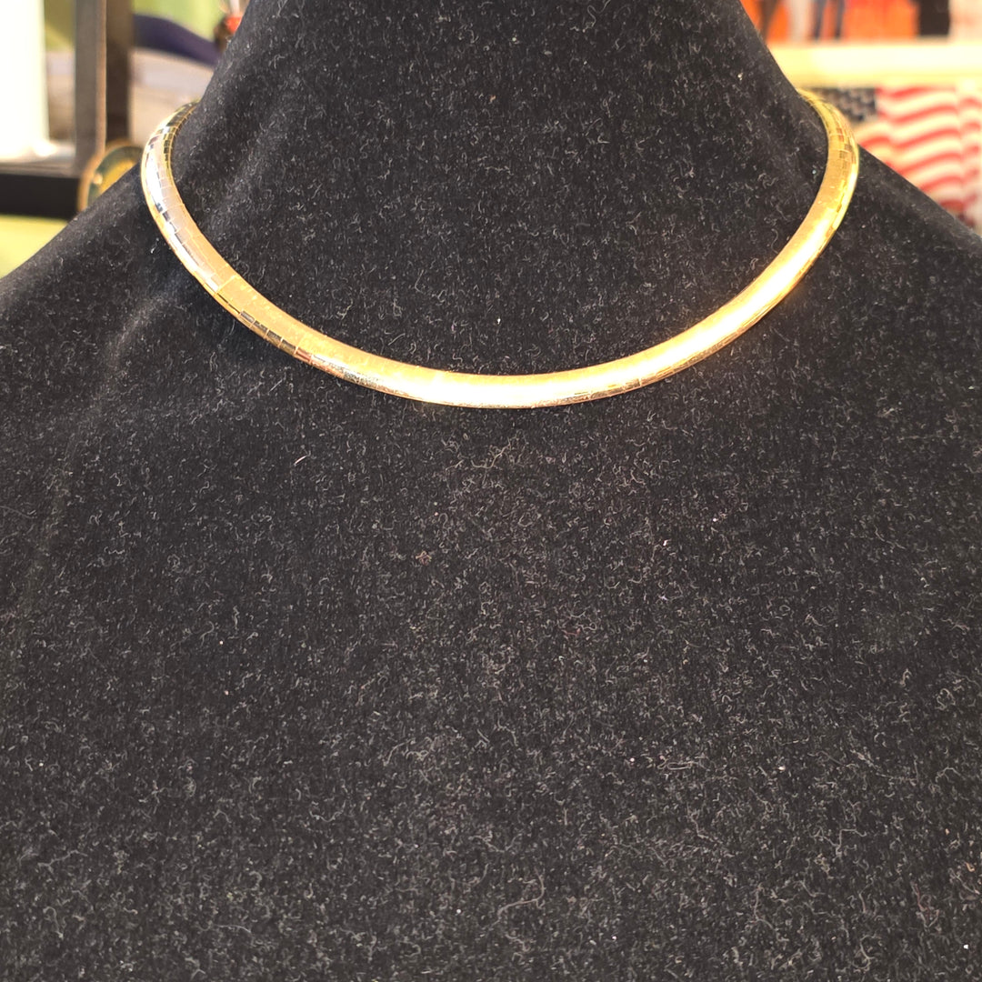 Yellow Gold Slinky Omega Link Necklace