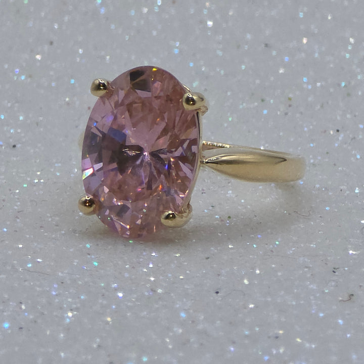 Gold & Large Solitaire Tourmaline Evening Ring