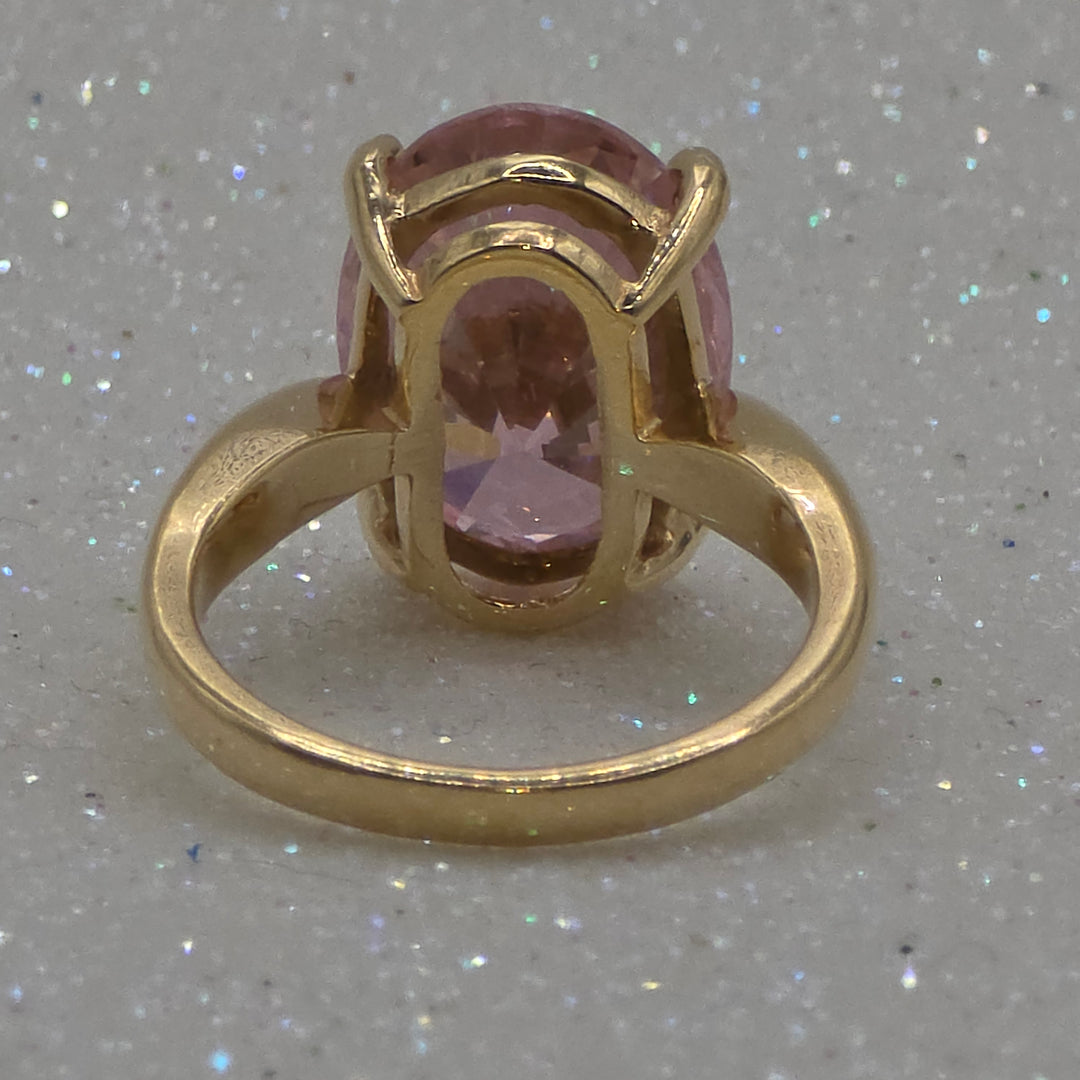 Gold & Large Solitaire Tourmaline Evening Ring