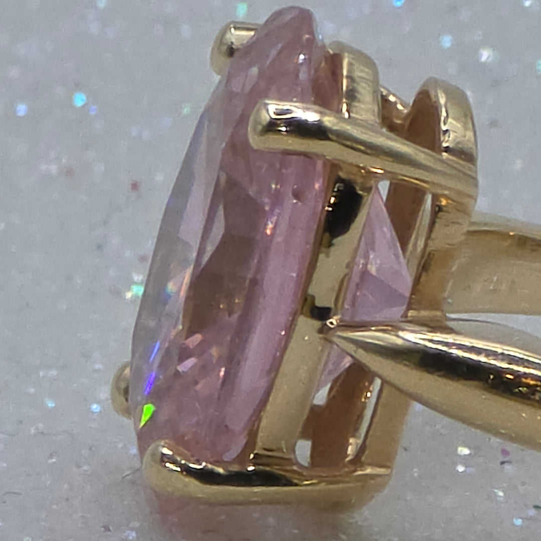 Gold & Large Solitaire Tourmaline Evening Ring