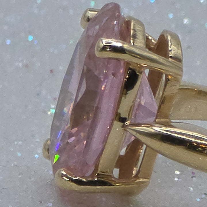 Gold & Large Solitaire Tourmaline Evening Ring