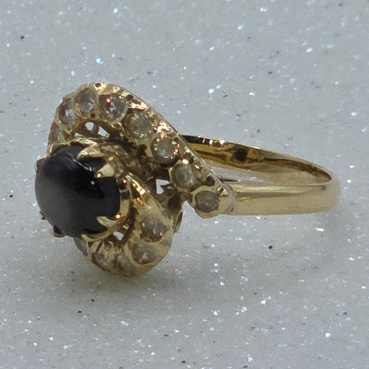 Gold, Diamond and Tiger Eye Double Half Surround Ring