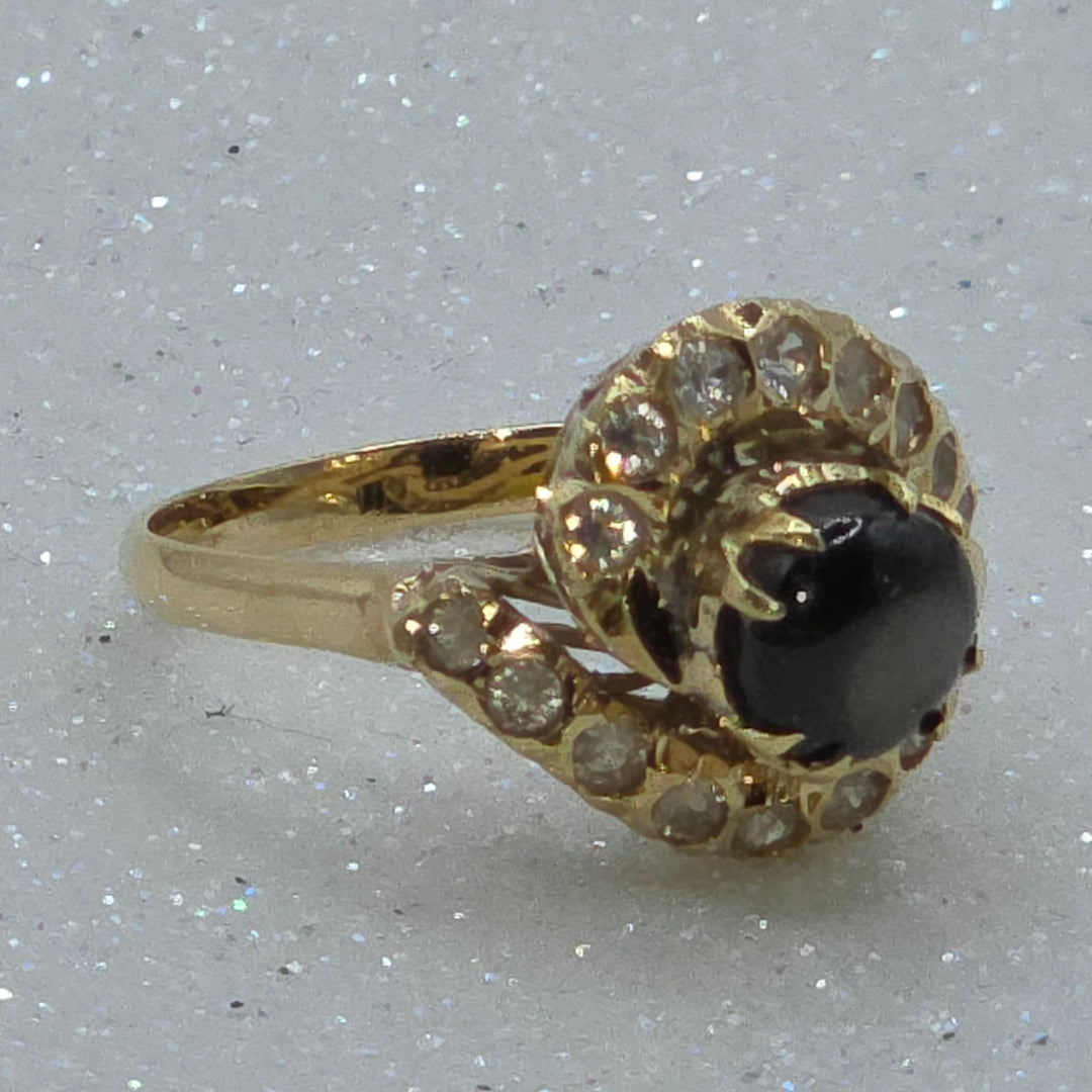 Gold, Diamond and Tiger Eye Double Half Surround Ring