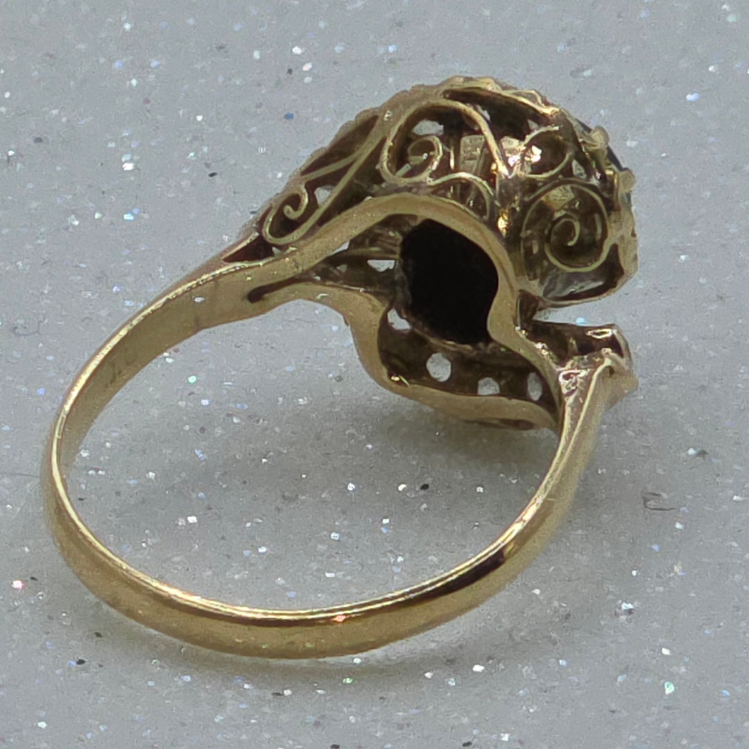 Gold, Diamond and Tiger Eye Double Half Surround Ring