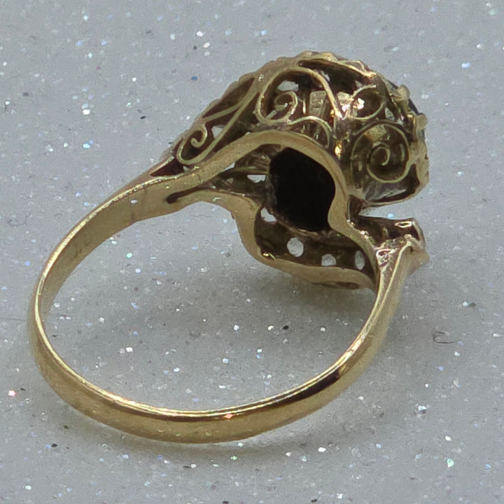 Gold, Diamond and Tiger Eye Double Half Surround Ring