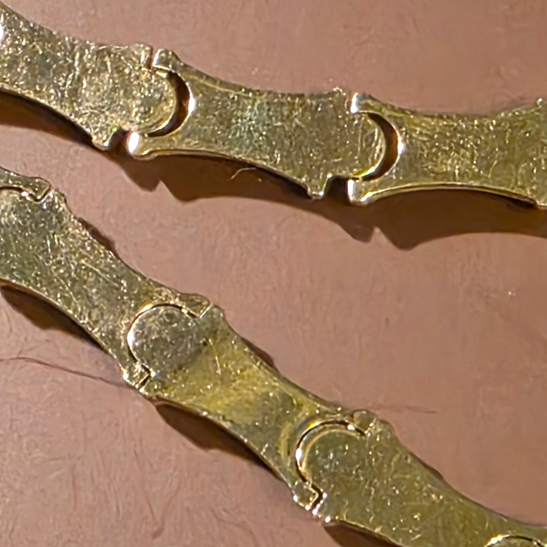 Gold Bamboo Link Necklace and Bracelet Set