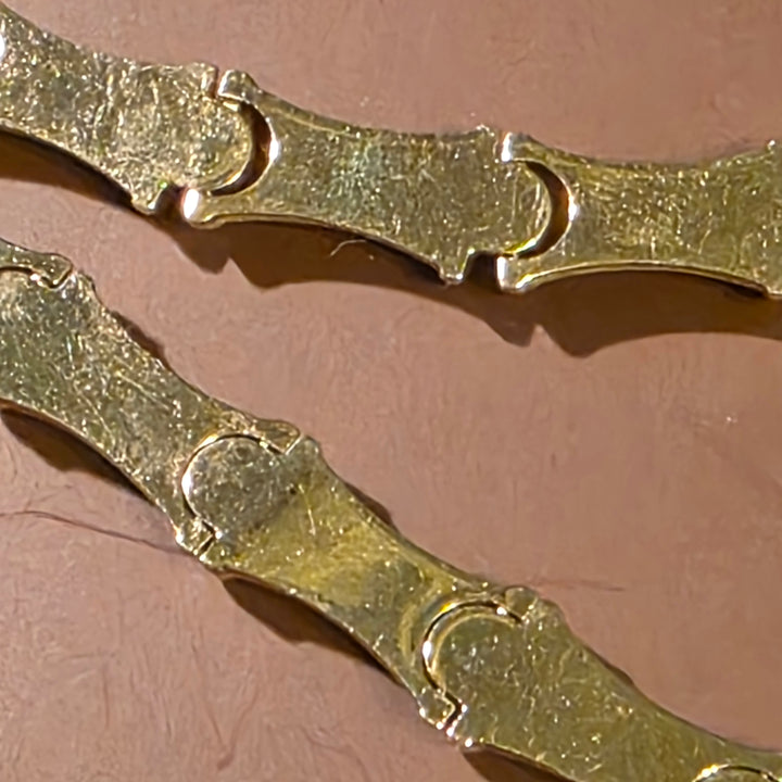 Gold Bamboo Link Necklace and Bracelet Set