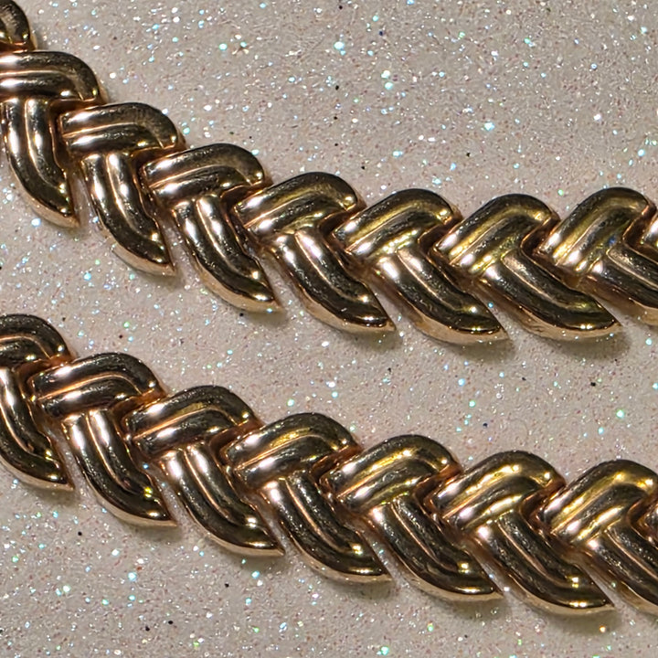 Gold Heavy Double Braid Necklace and Bracelet Set
