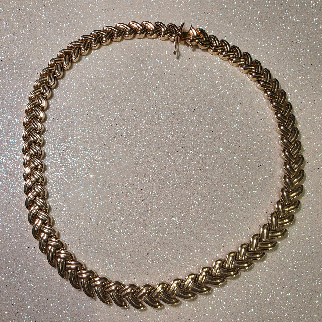 Gold Heavy Double Braid Necklace and Bracelet Set
