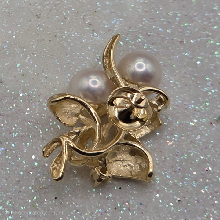 Gold, Diamond & Pearl Flower Earrings