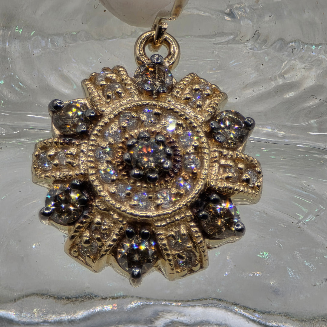 Gold & Diamond Round Starburst Earrings