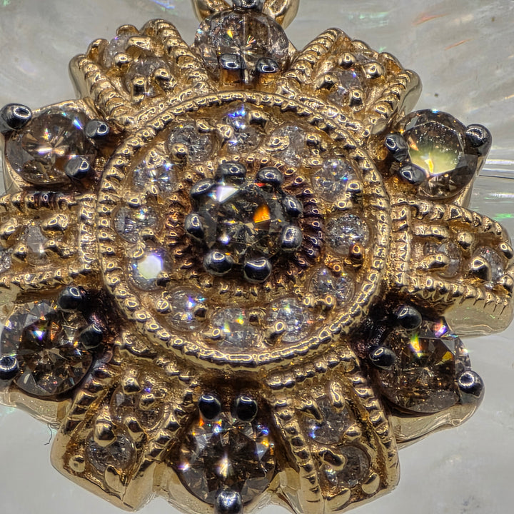 Gold & Diamond Round Starburst Earrings