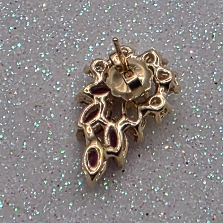 Gold, Ruby & Diamond Raining Floral Earrings