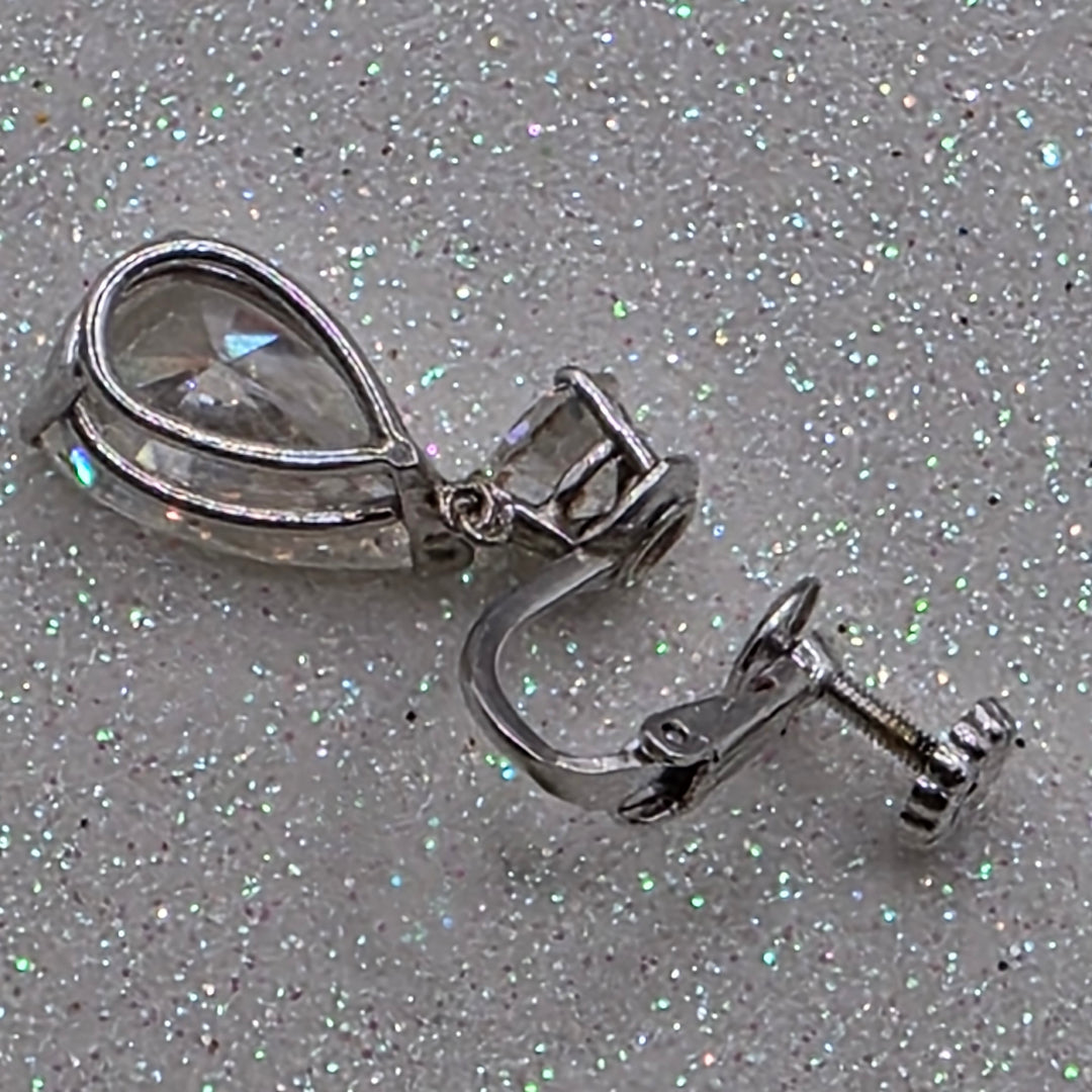 Gold & Large Clear Quarts Dangle Earrings