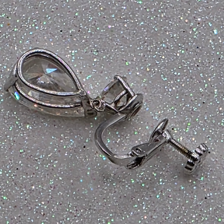 Gold & Large Clear Quarts Dangle Earrings