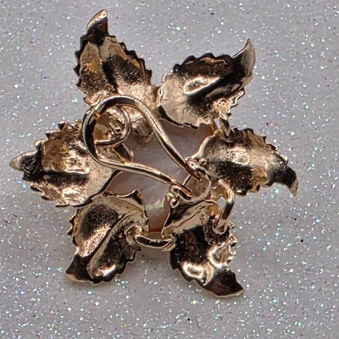 Large Gold & Mabe Pearl Flower Statement Earrings - Estate Jewelry Priced Right