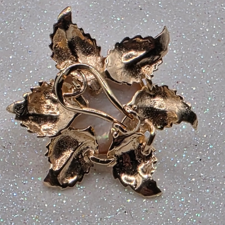 Large Gold & Mabe Pearl Flower Statement Earrings - Estate Jewelry Priced Right