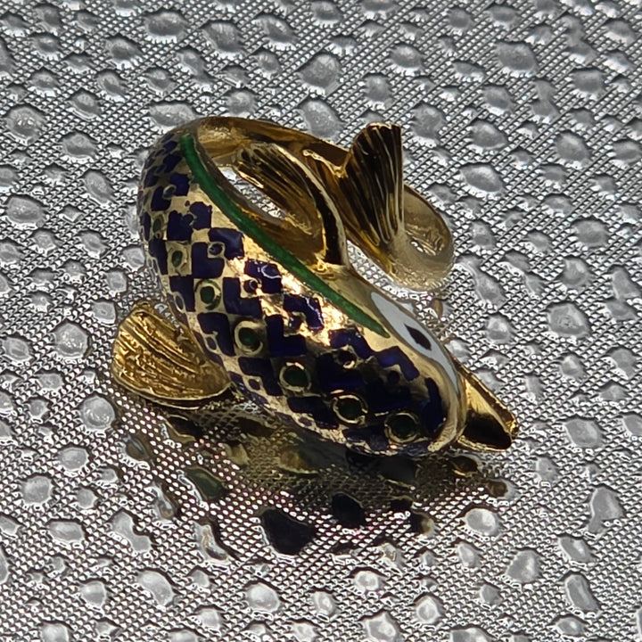 Gold & Colorful Enamel Dolphin Ring