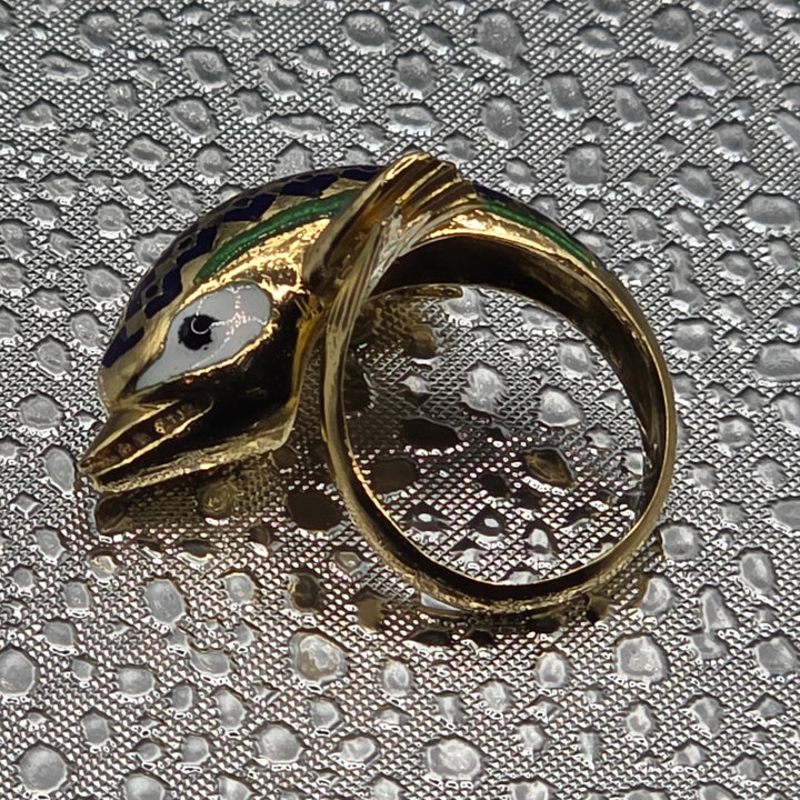 Gold & Colorful Enamel Dolphin Ring