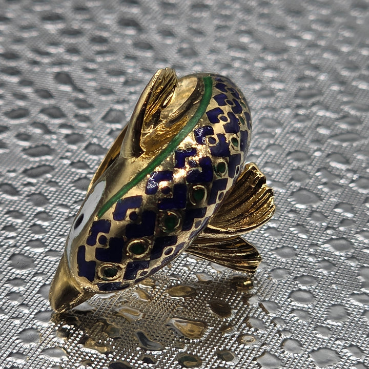 Gold & Colorful Enamel Dolphin Ring