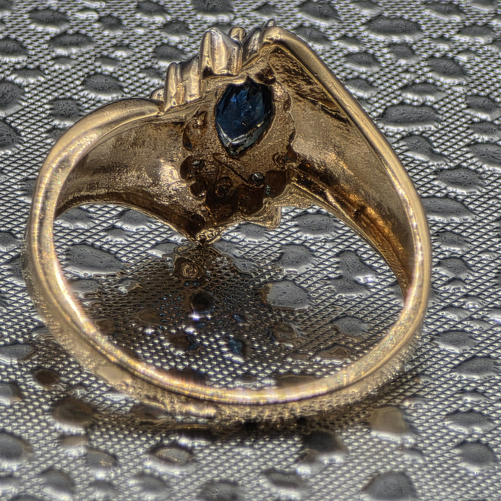 Gold, Diamond & Deep Blue Sapphire Ring