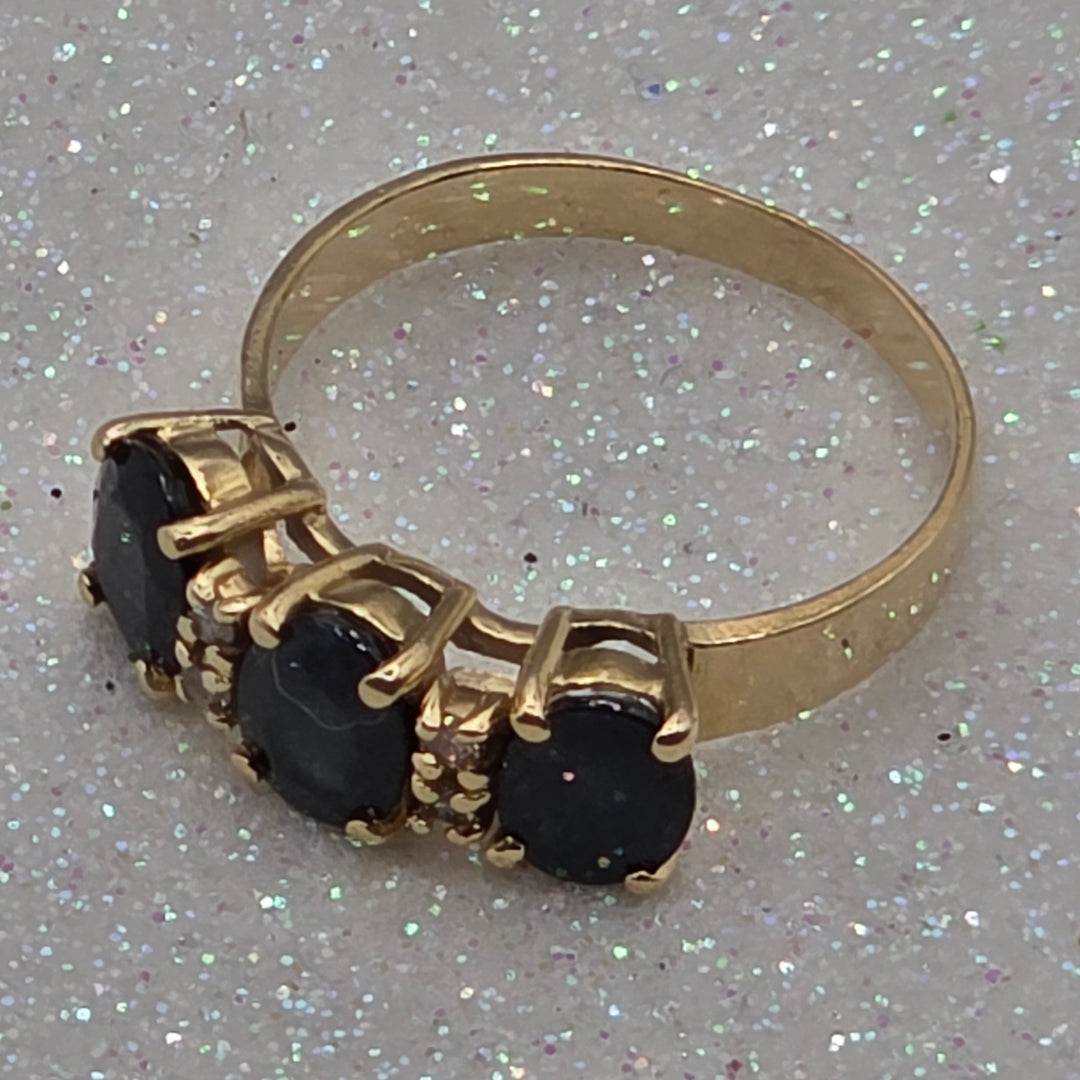 Gold, Diamond and Deep Blue Sapphire Ring