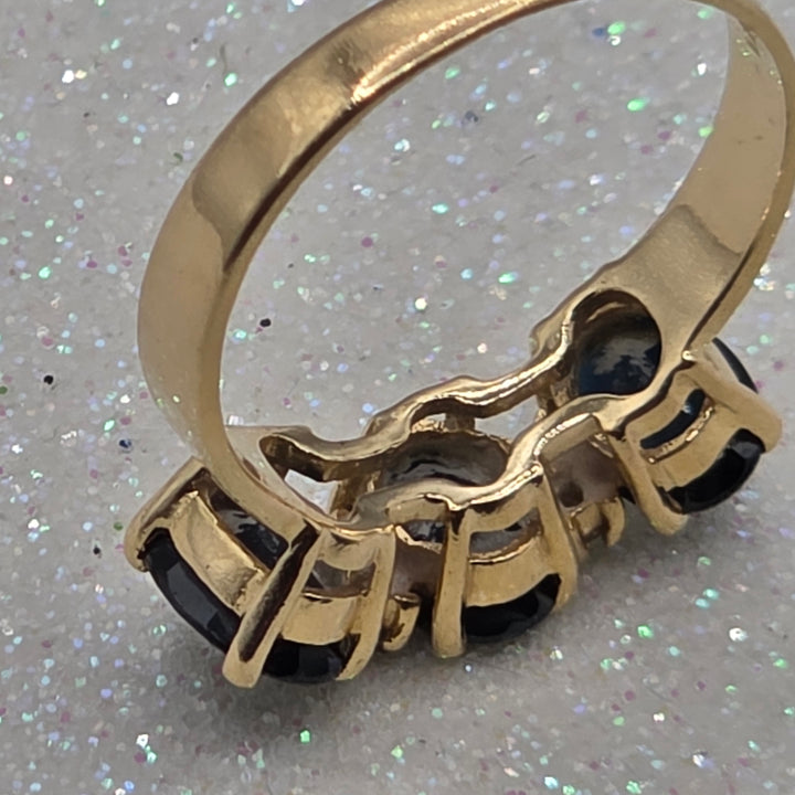 Gold, Diamond and Deep Blue Sapphire Ring